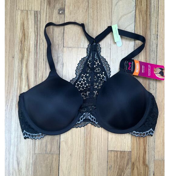 Maidenform Other - NEW Maidenform Black Lace Racerback Smoothing Bra Smartzone Cups Women's 34B